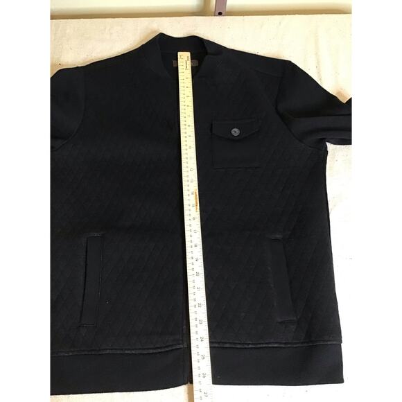 Tasso Elba Mens  Black Quilted Bomber Jacket  Sz. Medium EUC - Picture 7 of 11